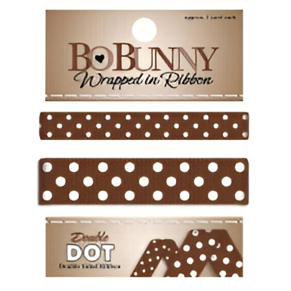 Chocolate Double Dot Ribbon - BoBunny - 2 pc - Craft Ribbon - WRCH102